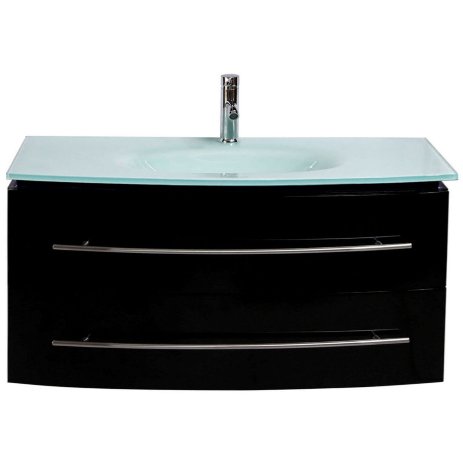 MIDORI© Badmöbel Set Waschbecken Badezimmer Schwarz Hochglänzend