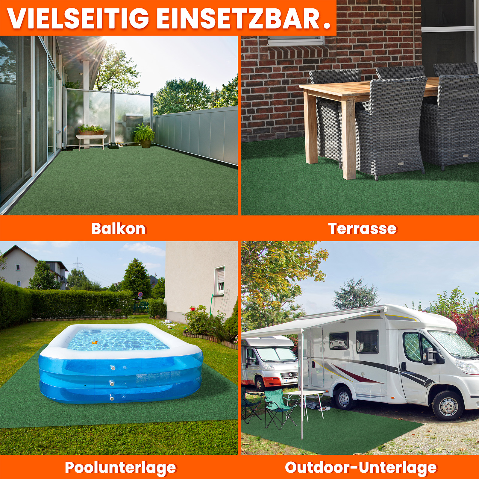 Rasenteppich Balkonteppich Kunstrasen Vliesrasen Teppich Balkon Terrasse Noppen