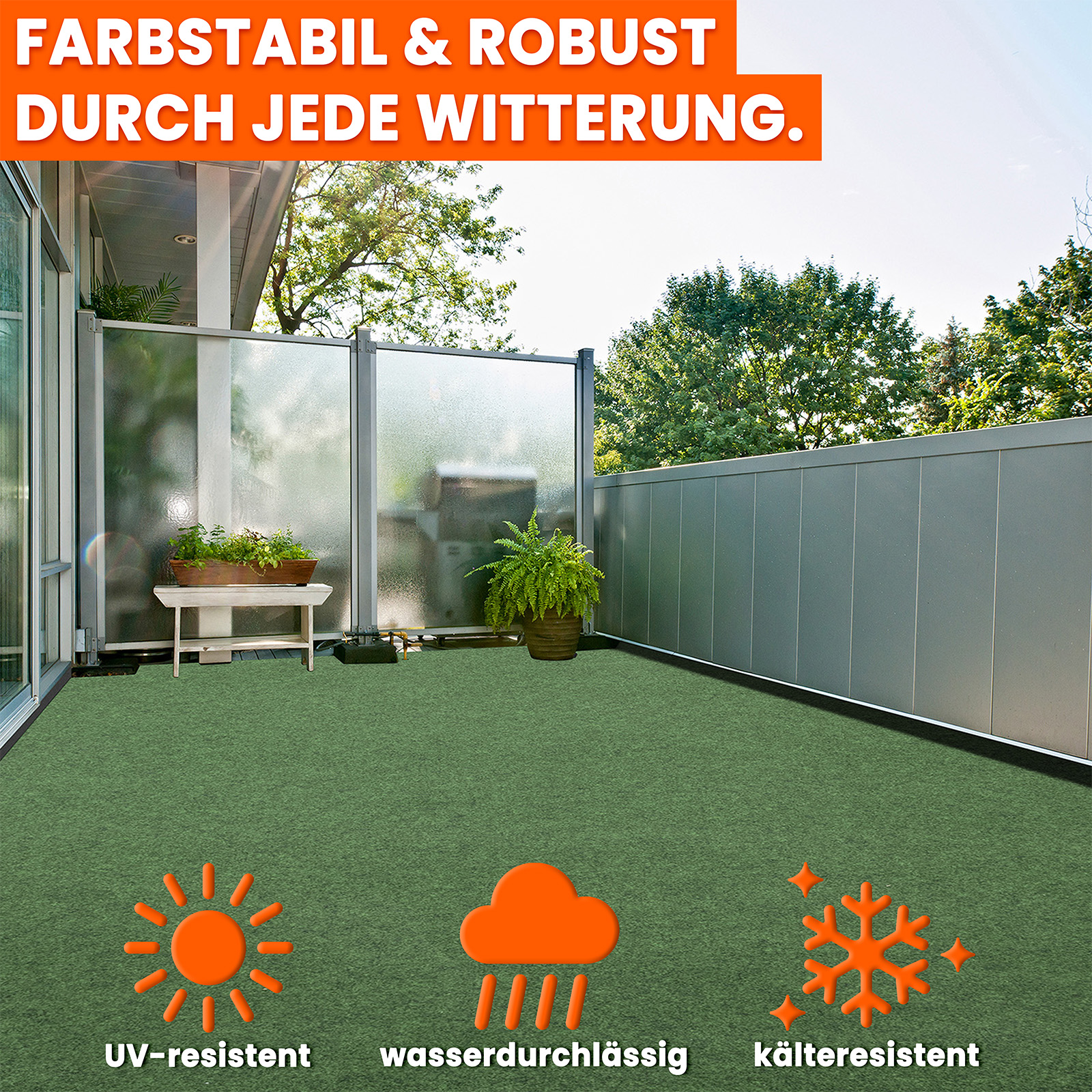 Rasenteppich Balkonteppich Kunstrasen Vliesrasen Teppich Balkon Terrasse Noppen