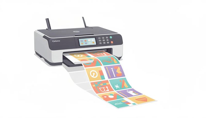 Ein Farblaserdrucker, der ablösbare Adressetiketten druckt.