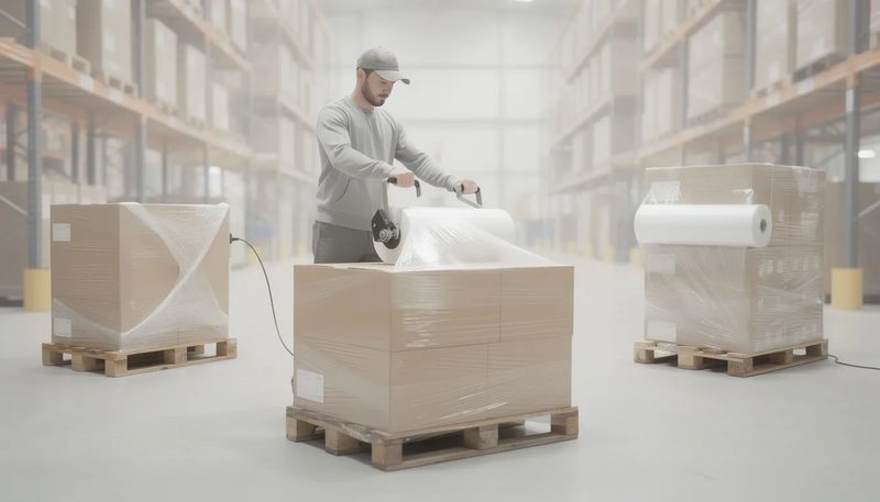 Praktische Tipps für den optimalen Einsatz von Stretchfolienabrollern werden in diesem Bild veranschaulicht.