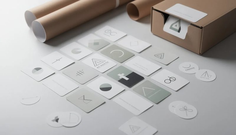 Individuell gestaltete Adressetiketten mit verschiedenen Designvorlagen und Logos.