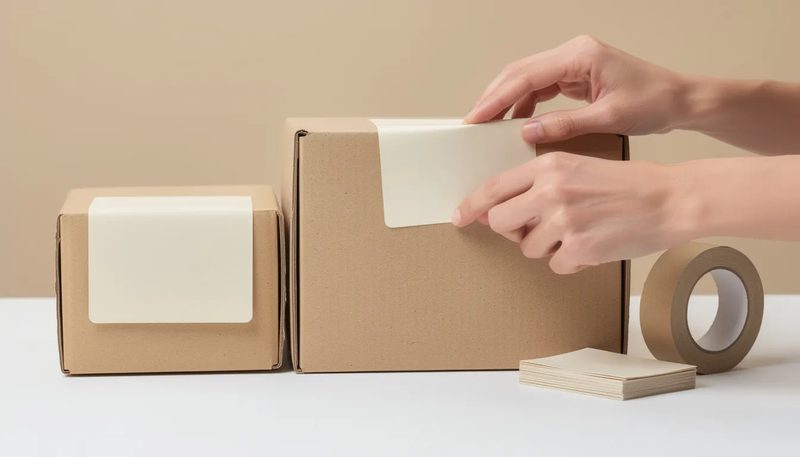 Praktische Anwendungstipps für das Aufkleben von Adressetiketten auf Pakete.