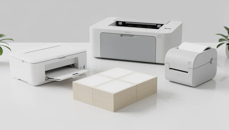 Kompatibilität von Adressetiketten Papier mit verschiedenen Druckertypen.