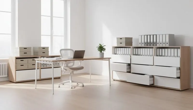 Effiziente Nutzung von Aktenschränken im Büro mit Ordnung.