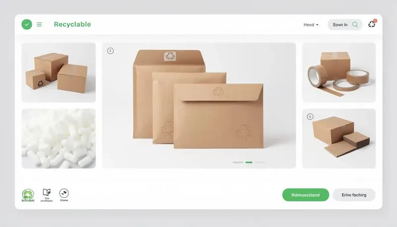 Umweltfreundliche Versandlösungen wie Recyclingumschläge und nachhaltige Materialien.