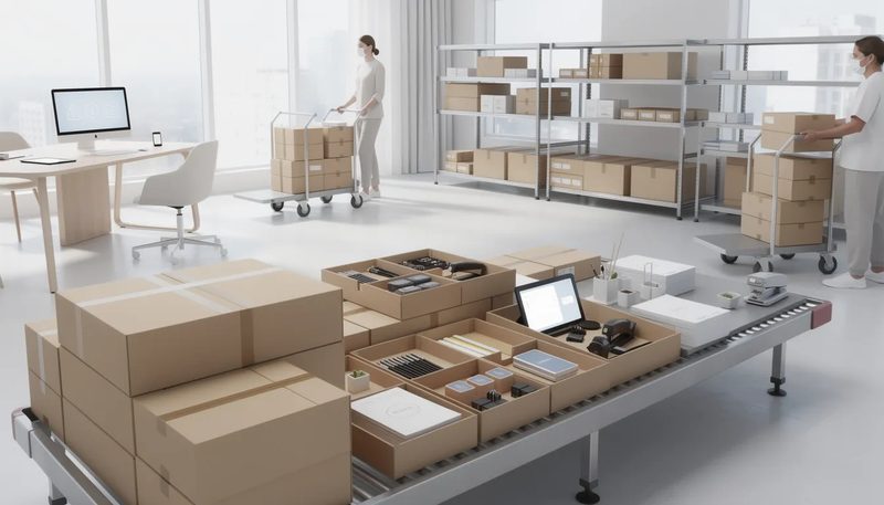 Logistik und Versand von Büroartikeln im Onlineshop.