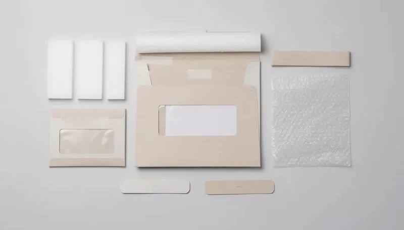 Zusätzliche Funktionen und Zubehörteile für CD Versandverpackungen, wie Adressfenster und Polsterung.