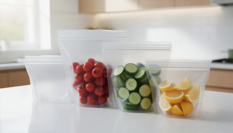 Umweltfreundliche Druckverschlussbeutel aus biologisch abbaubaren Materialien.