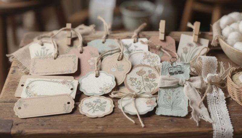 Nachhaltige Etiketten aus umweltfreundlichen Materialien.