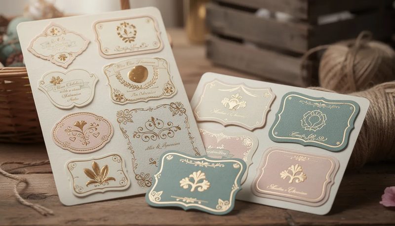 Premium-Etiketten mit Veredelung, die besondere Effekte zeigen.