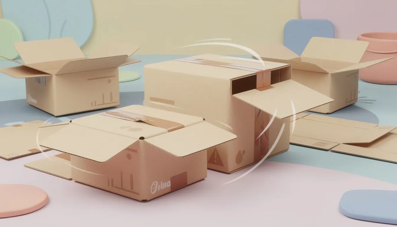 Praktische Eigenschaften von Faltkartons, wie Selbstklebeverschlüsse und Aufreißfäden, werden dargestellt.