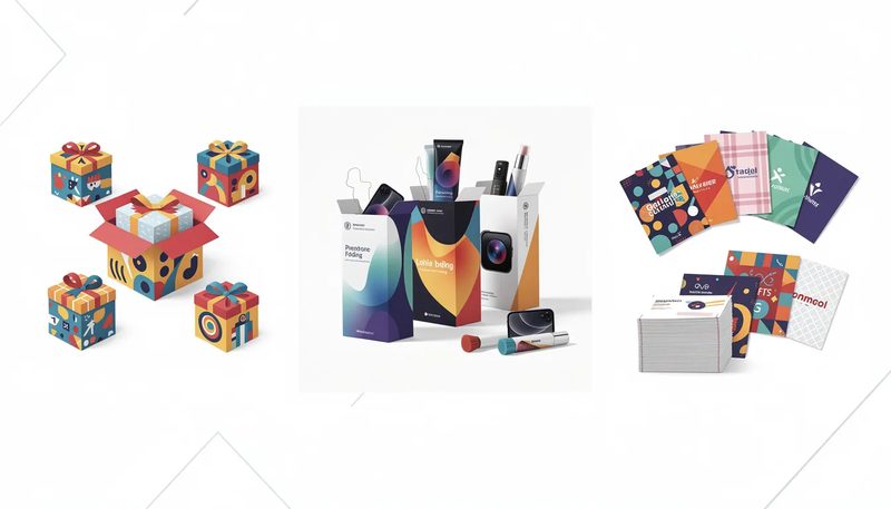 Anwendungsfälle für bedruckte Faltkartons in Geschenken und Werbeartikeln.