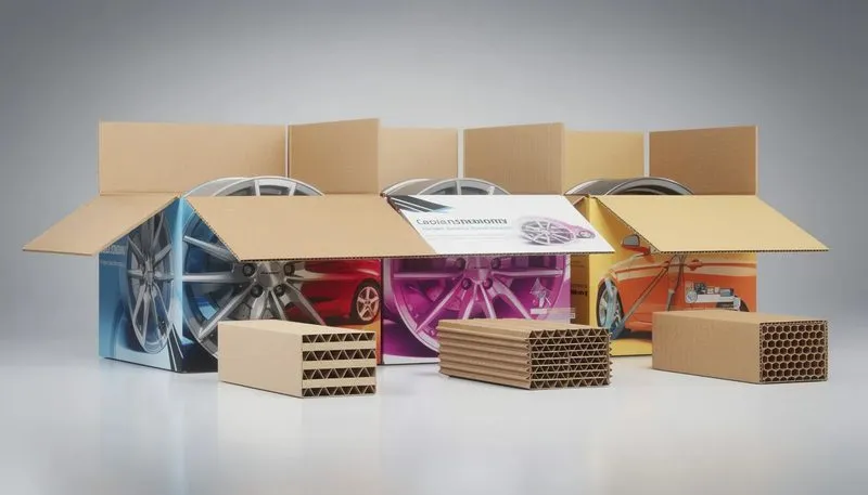 Verschiedene Arten von Kartonmaterialien zur Stabilität von Felgenkartons.
