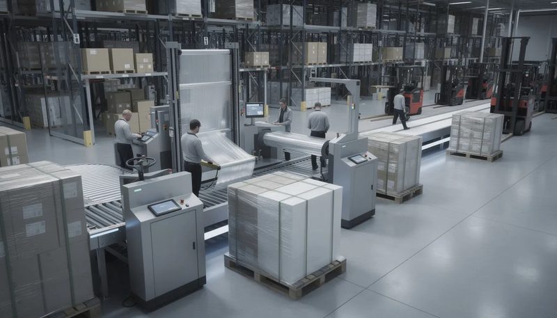 Effiziente Verarbeitung von Stretchfolien und Umreifungsbändern bei der Anwendung.