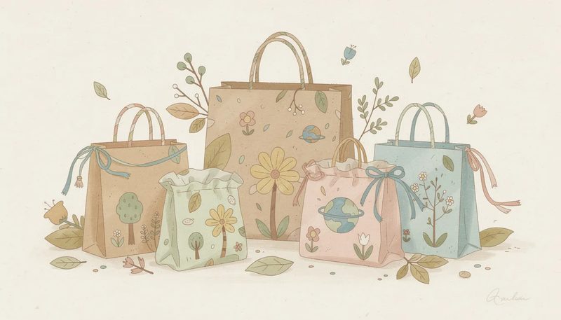 Umweltfreundliche Geschenktüten aus recycelbaren Materialien, die zur Nachhaltigkeit beitragen.