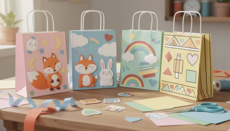 professionelle Anwendung-Geschenktüten mit Motiv, die kreative Designs zeigen.