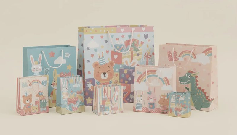 Geschenktüten für verschiedene Geschenkgrößen, geeignet für kleine und große Präsente.