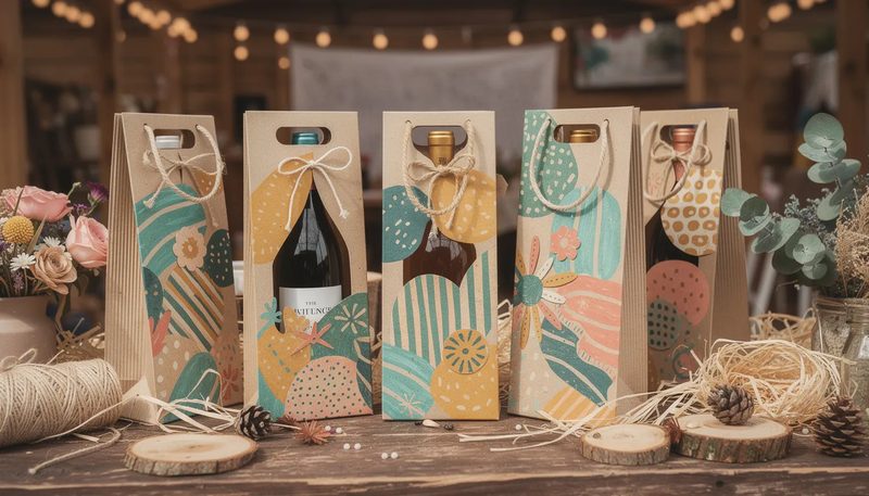 Geschenktüten offene Welle - Naturmaterialien für edle Flaschen