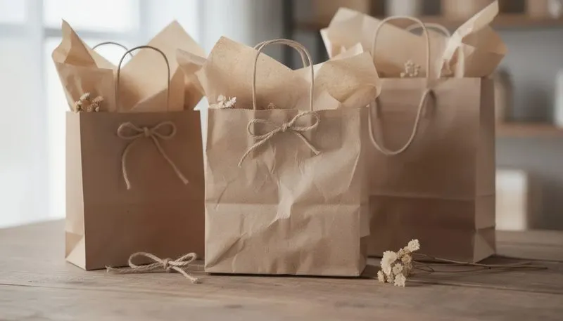 Umweltfreundliche Geschenktüten aus Kraftpapier.