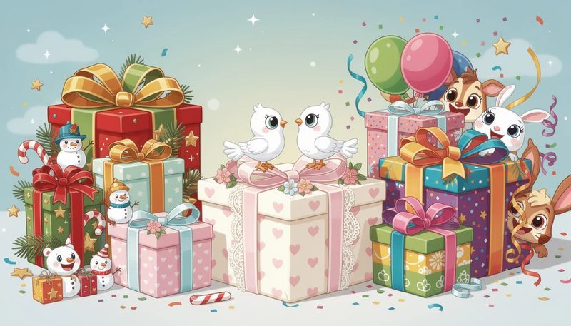 Besondere Geschenkverpackungen für Anlässe wie Weihnachten, Hochzeiten und Geburtstage.