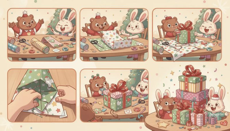 Praktische Tipps für das Verpacken von Geschenken, einschließlich Schritt-für-Schritt-Anleitungen.