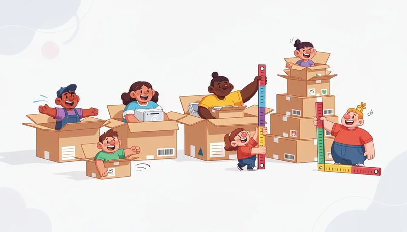 Verschiedene Ausführungen und Maße von Maxibriefkartons, ideal für den Versand.