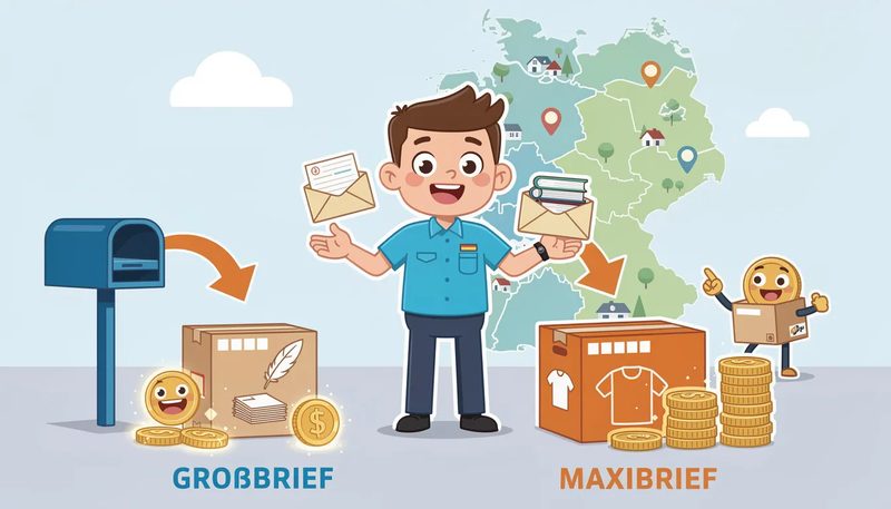 Informationen zu Porto und Versandkosten für Großbrief- und Maxibriefkartons.