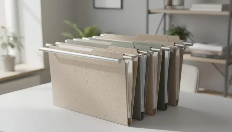 Umweltfreundliche Hängeordner aus nachhaltigen Materialien.