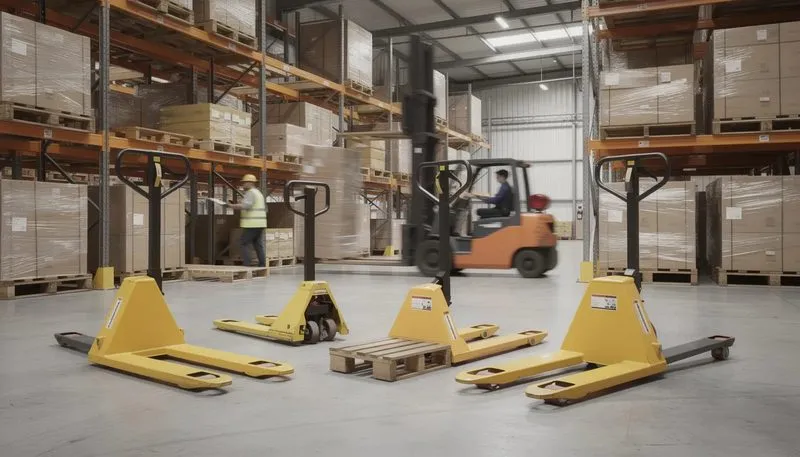 Verschiedene Handhubwagen, die zur Auswahl stehen.