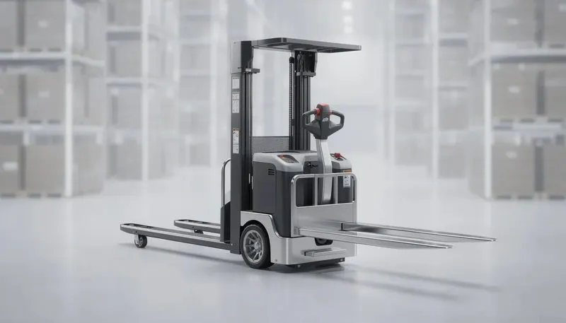 Zubehör und Merkmale eines Hochhubwagens, einschließlich Gabellänge.