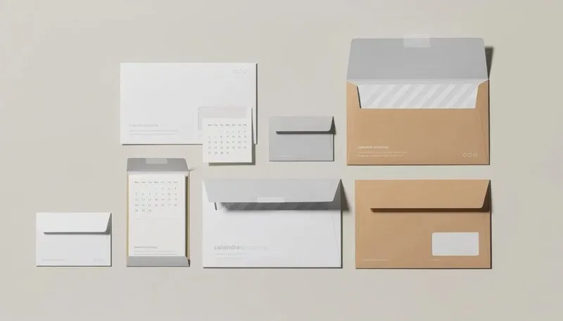 Verschiedene Größen und Formate von Kalenderversandtaschen.