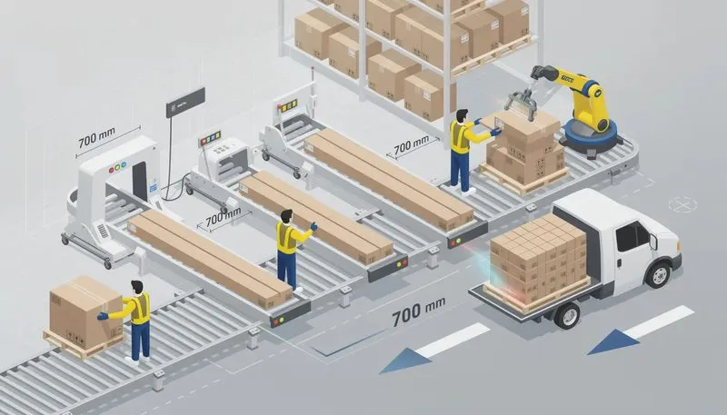 Effiziente Lieferung und Handling von Kartons ab 700 mm Länge.