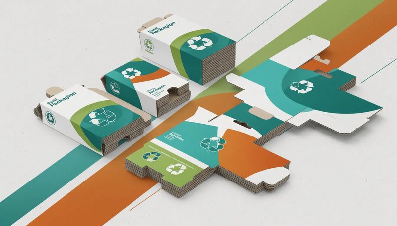 Nachhaltige Verpackungslösungen aus Wellpappe für bedruckte Kartons.