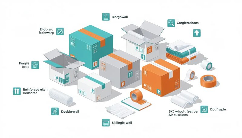 Geeignete Kartons für den Versand mit Hermes, einschließlich verschiedener Formate und Verpackungsmaterialien.