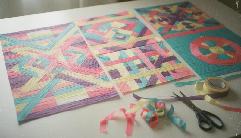 Kreative professionelle Anwendung-Projekte mit Kreppband, die geometrische Muster zeigen.