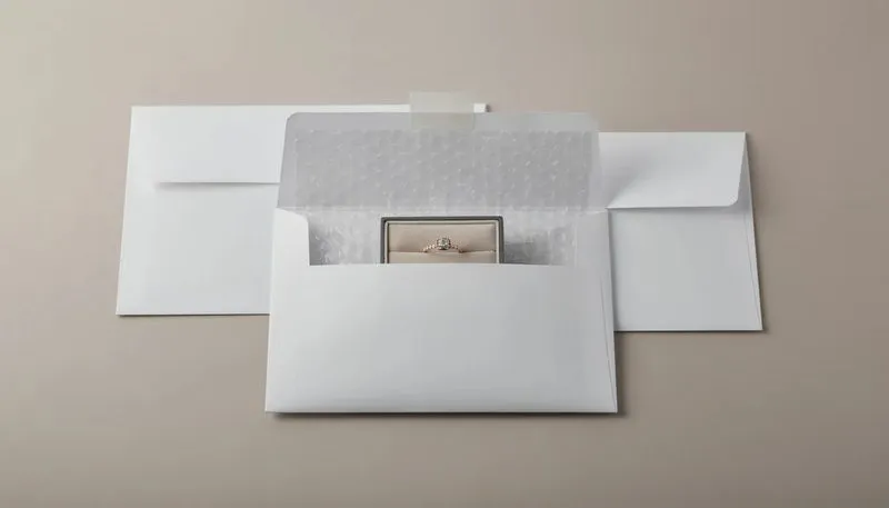 Luftpolsterumschläge, die empfindliche Gegenstände wie Schmuck schützen.