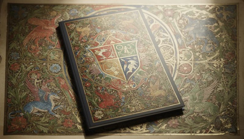 Eine personalisierte Mappe mit einem Firmenlogo im Hintergrund.