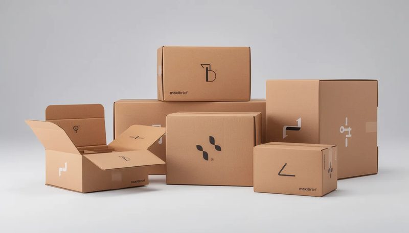 Individualisierte Maxibriefkartons mit Logos.