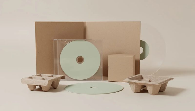 Umweltfreundliche Medienverpackungen aus recycelbaren Materialien.