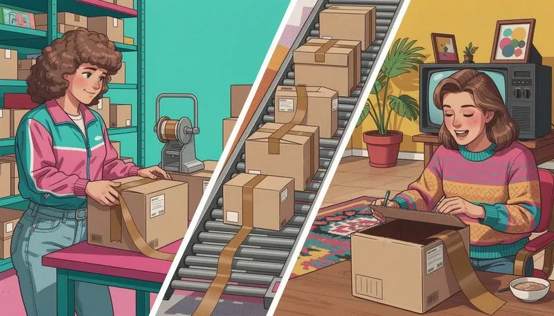 Nassklebeband in verschiedenen Einsatzbereichen, wie Logistik und Onlinehandel.