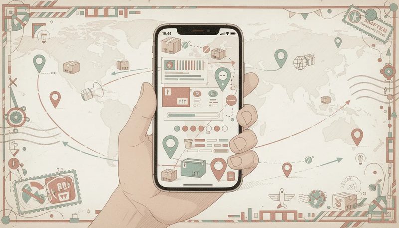 Eine Sendungsverfolgung wird auf einem Smartphone angezeigt.