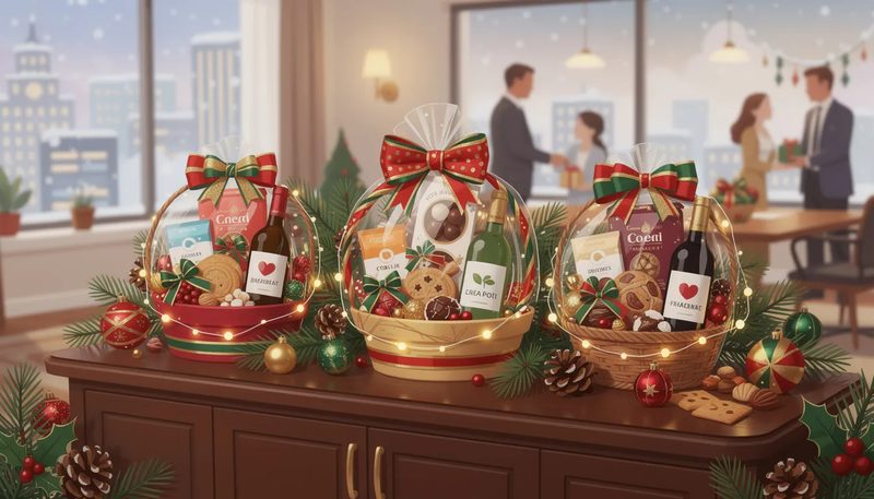 Präsentkörbe als ausgezeichnete Wahl für Firmenkunden, ideal für Weihnachtspräsente.