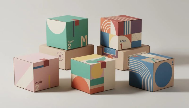 Individuelle Gestaltung quadratischer Kartons