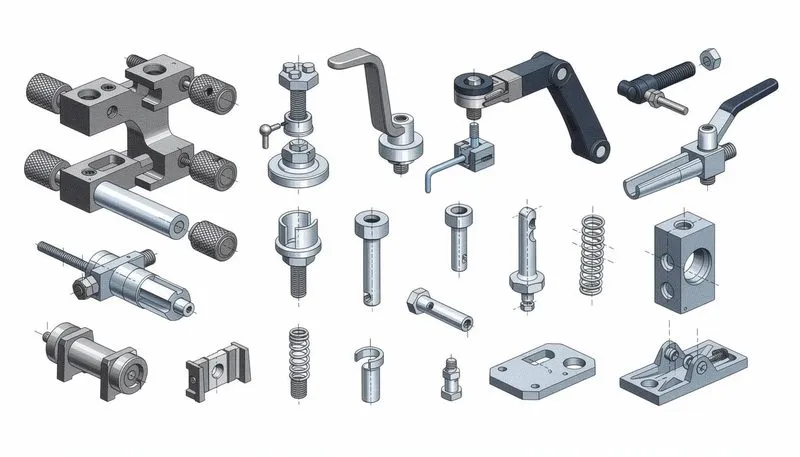 Verschiedene empfohlene Zubehörteile für Spann- und Verschlussgeräte.