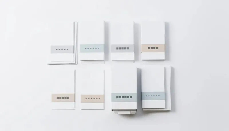 Textetiketten, die zur Organisation von Unterlagen in einem Büro verwendet werden.