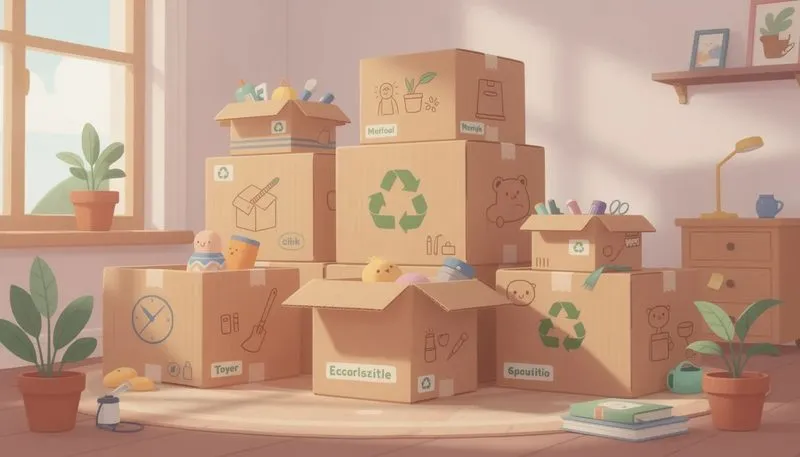 Umzugskartons aus Wellpappe, die stabil und umweltfreundlich sind.