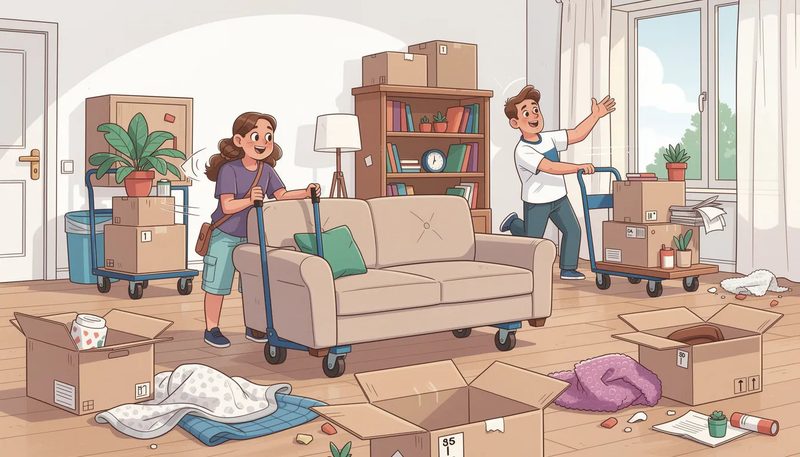 Praktische Helfer wie Möbelroller erleichtern den Umzug.