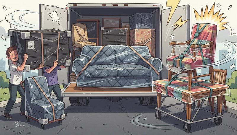 Sichere Transportmethoden für Möbel mit Möbeldecken und Folien.