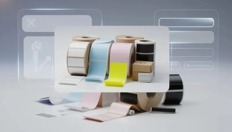 Selbstklebende Versandetiketten in verschiedenen Farben und Qualitäten.